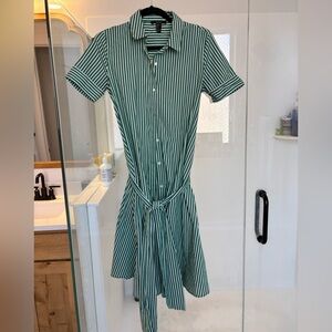 Forever 21 Green Striped Midi Dress